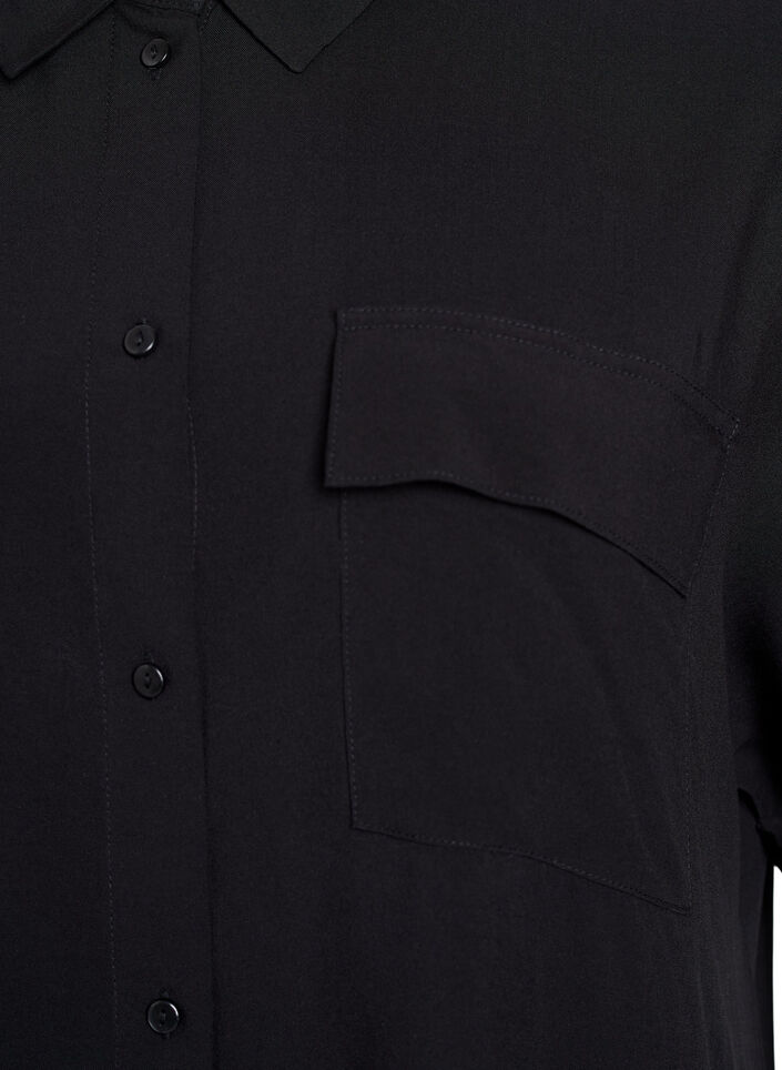 FLASH - Long shirt dress with short sleeves, Black, Packshot image number 2
