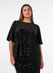 Sequin blouse with elbow-length sleeves, Black, Model image number 0
