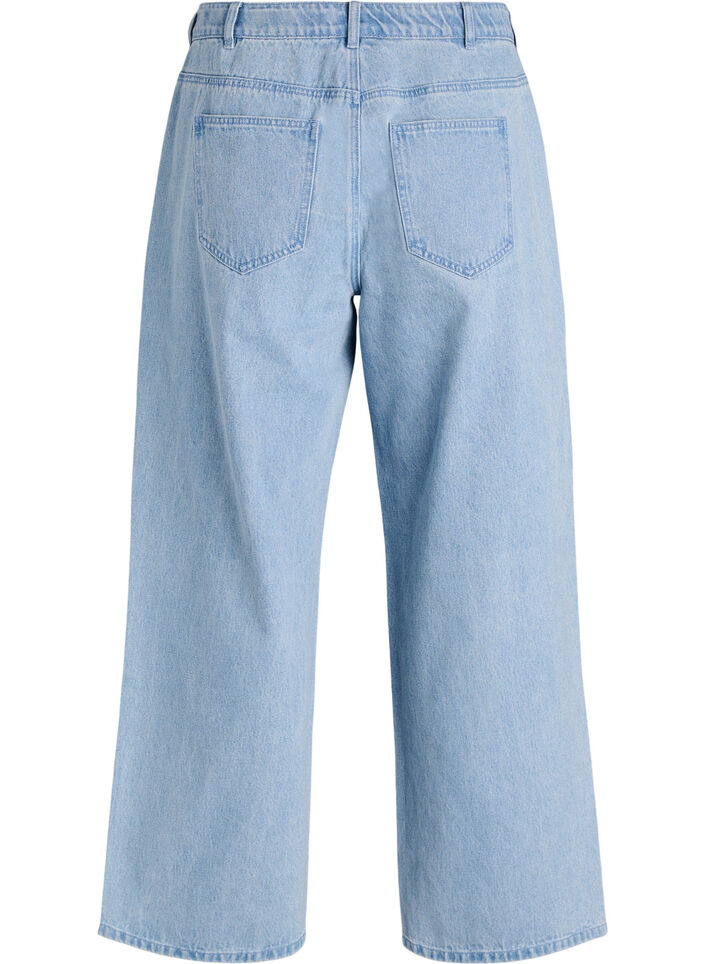 Myra jeans with wide fit and flower details, Light Blue, Packshot image number 1