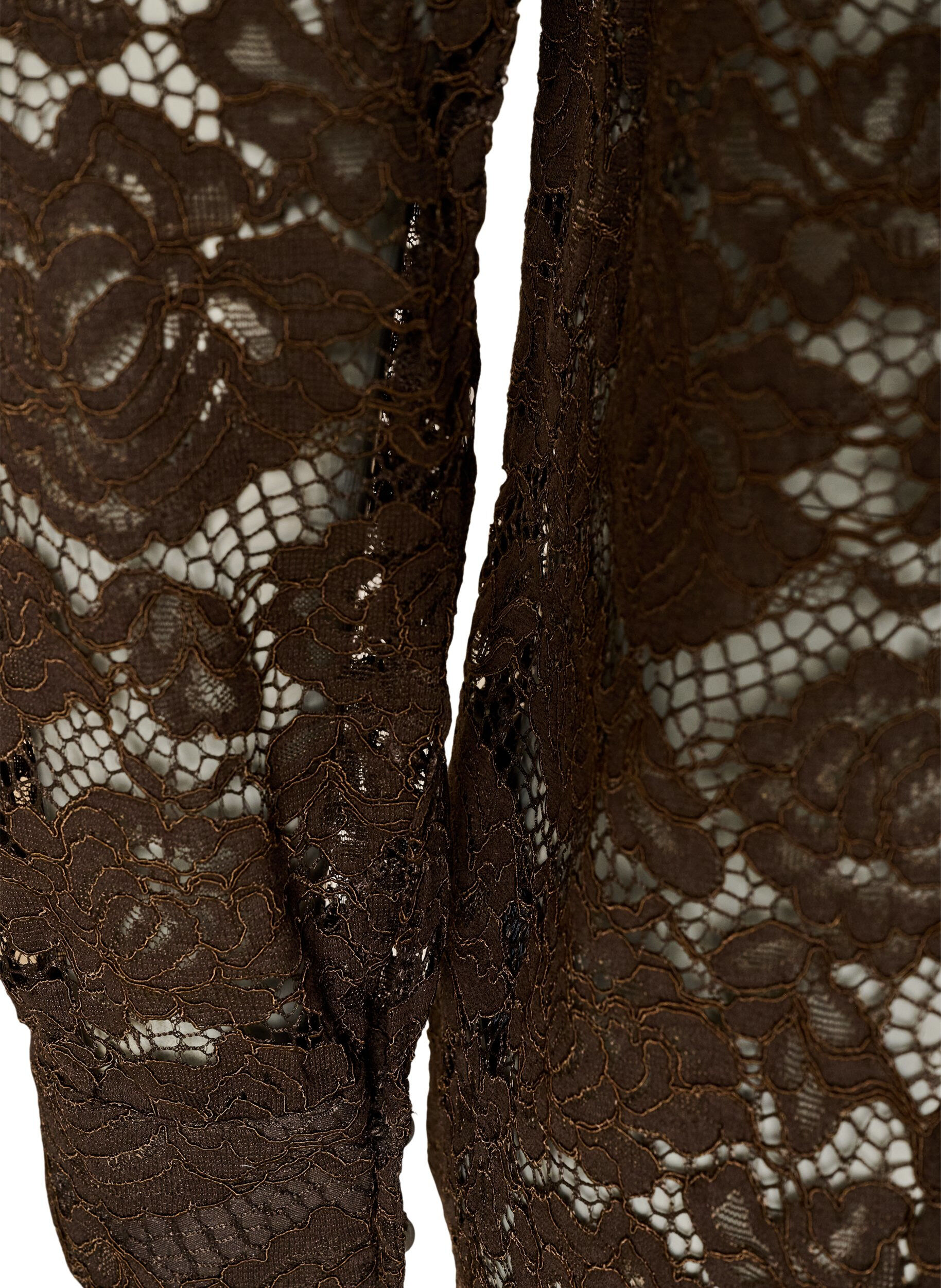 ZizzifashionLace shirt with pearl buttons, Brown, Packshot image number 3