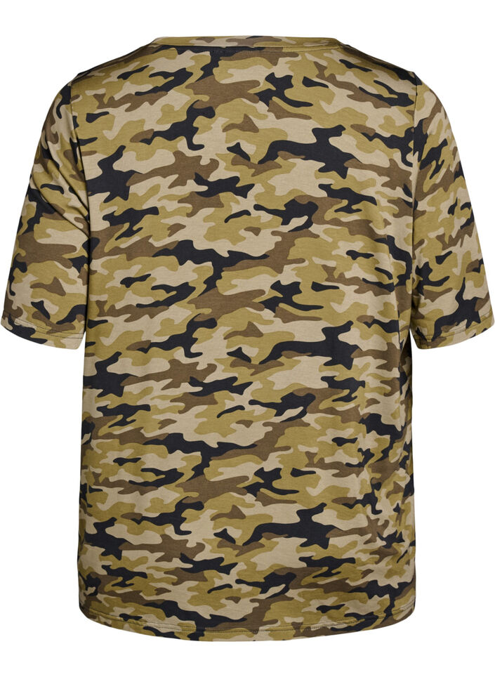 T-shirt with TENCEL&trade; Lyocell and camouflage print, Green, Packshot image number 1