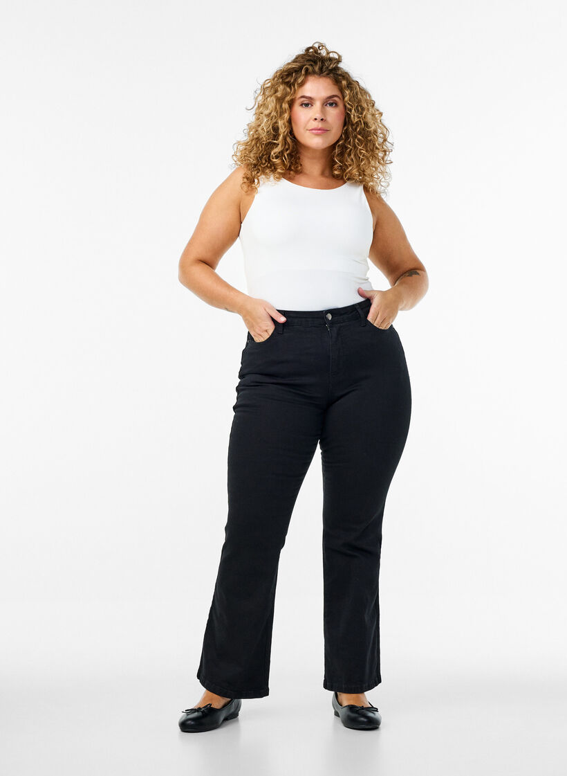 Ellen bootcut jeans with high waist, Black, Model image number 0