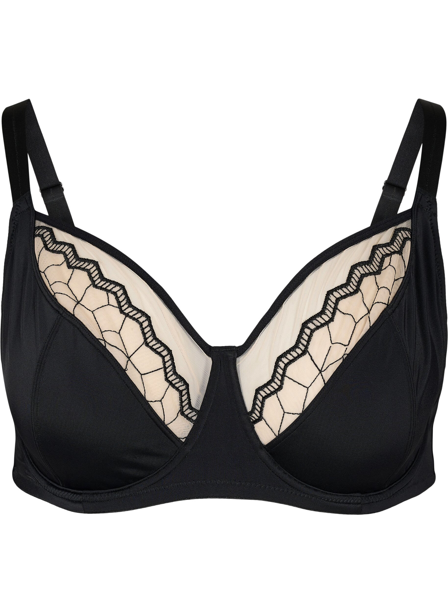 Zizzifashion Patterned underwire bra, Black, Packshot image number 0