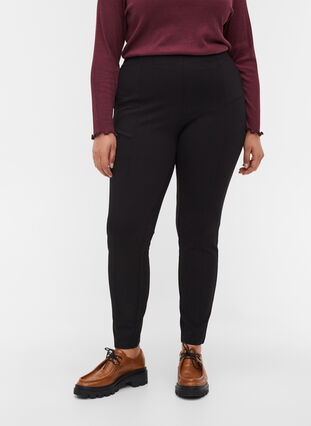 Plain, viscose blend leggings, Black, Model image number 2
