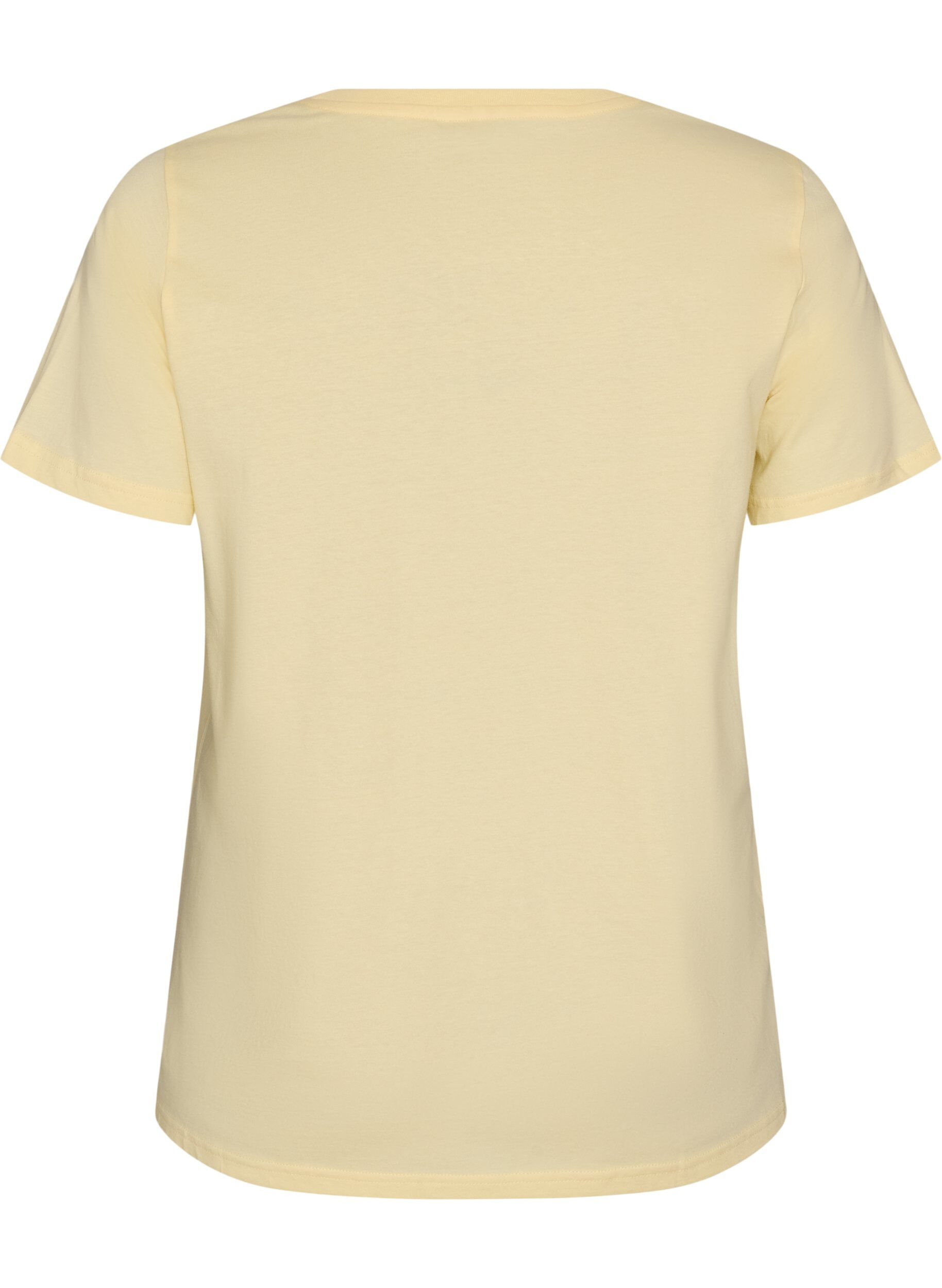 ZizzifashionOrganic cotton T-shirt with velour text, Yellow, Packshot image number 1