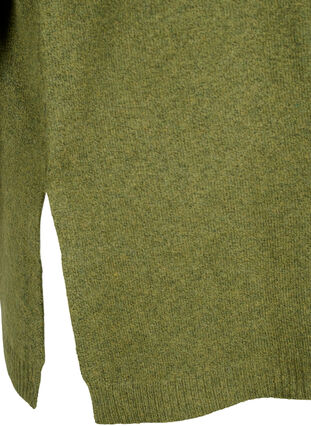 Melange knit sweater with slit, W. Moss/Black Mel., Packshot image number 3