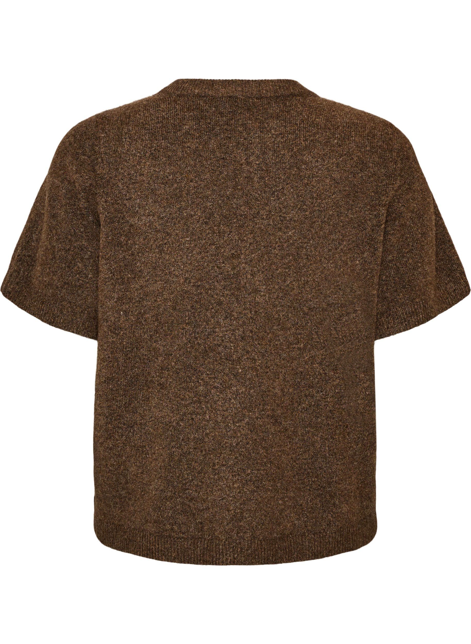 ZizzifashionKnit cardigan with short sleeves, Brown, Packshot image number 1