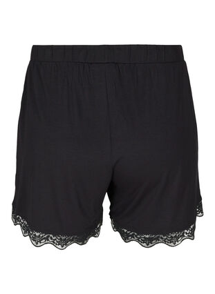Viscose pyjama shorts with lace trim, Black, Packshot image number 1