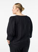 Blouse with V-neck and 3/4-sleeves, Black, Model image number 2