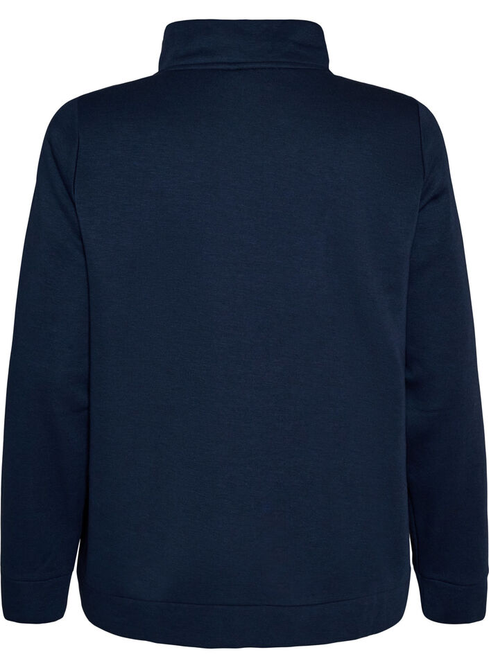 Sweatshirt with a high collar and zipper, Blue, Packshot image number 1