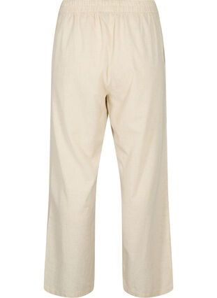 High-waisted trousers in cotton and linen, Whitecap Gray, Packshot image number 1