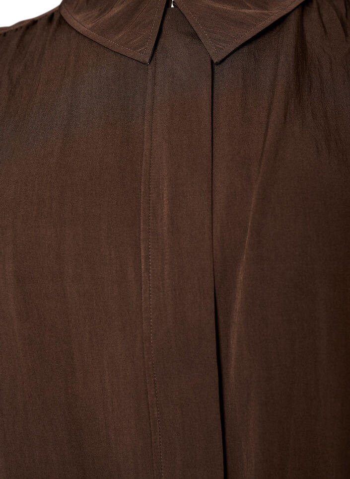 Shirt with balloon shape and concealed zip, Brown, Packshot image number 2