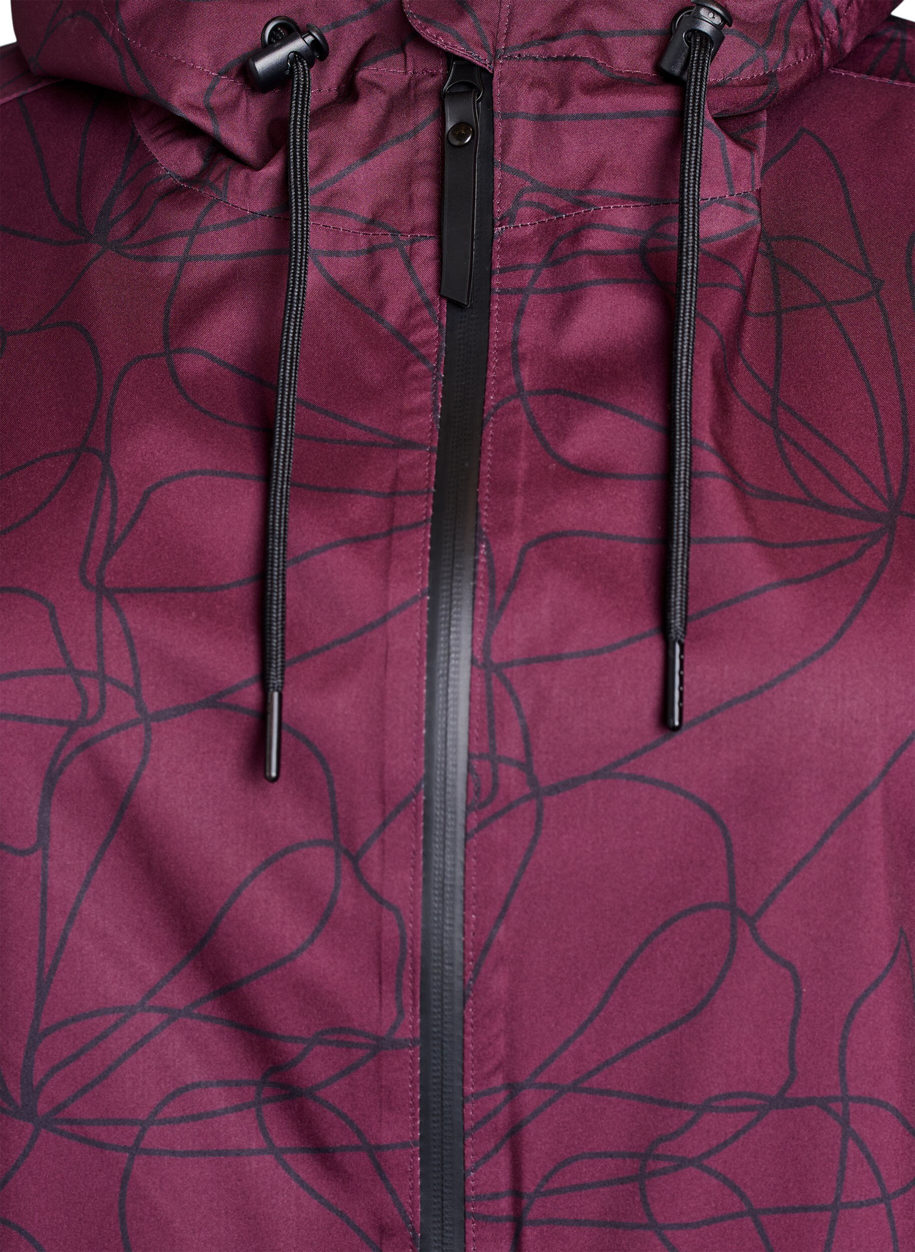 Zizzifashion Patterned raincoat, Dark Bordeaux, Packshot image number 2