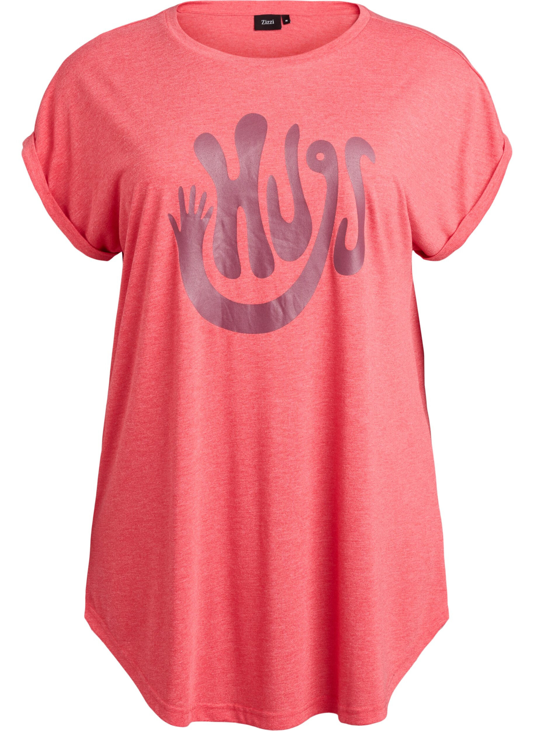 ZizzifashionShort sleeve nightgown with text print, Red, Packshot image number 0