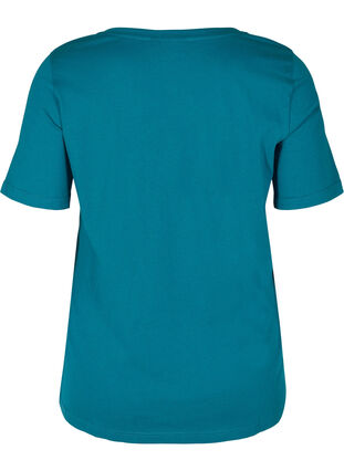 Organic cotton T-shirt with V-neckline, Maroccan Blue, Packshot image number 1
