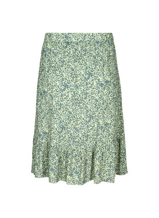 Printed midi skirt in viscose, Light Green Leaf, Packshot image number 1