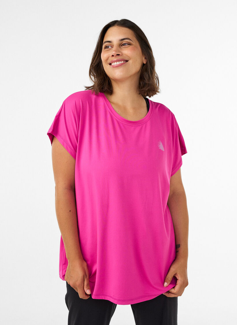 Solid-coloured training T-shirt, Pink, Model image number 0