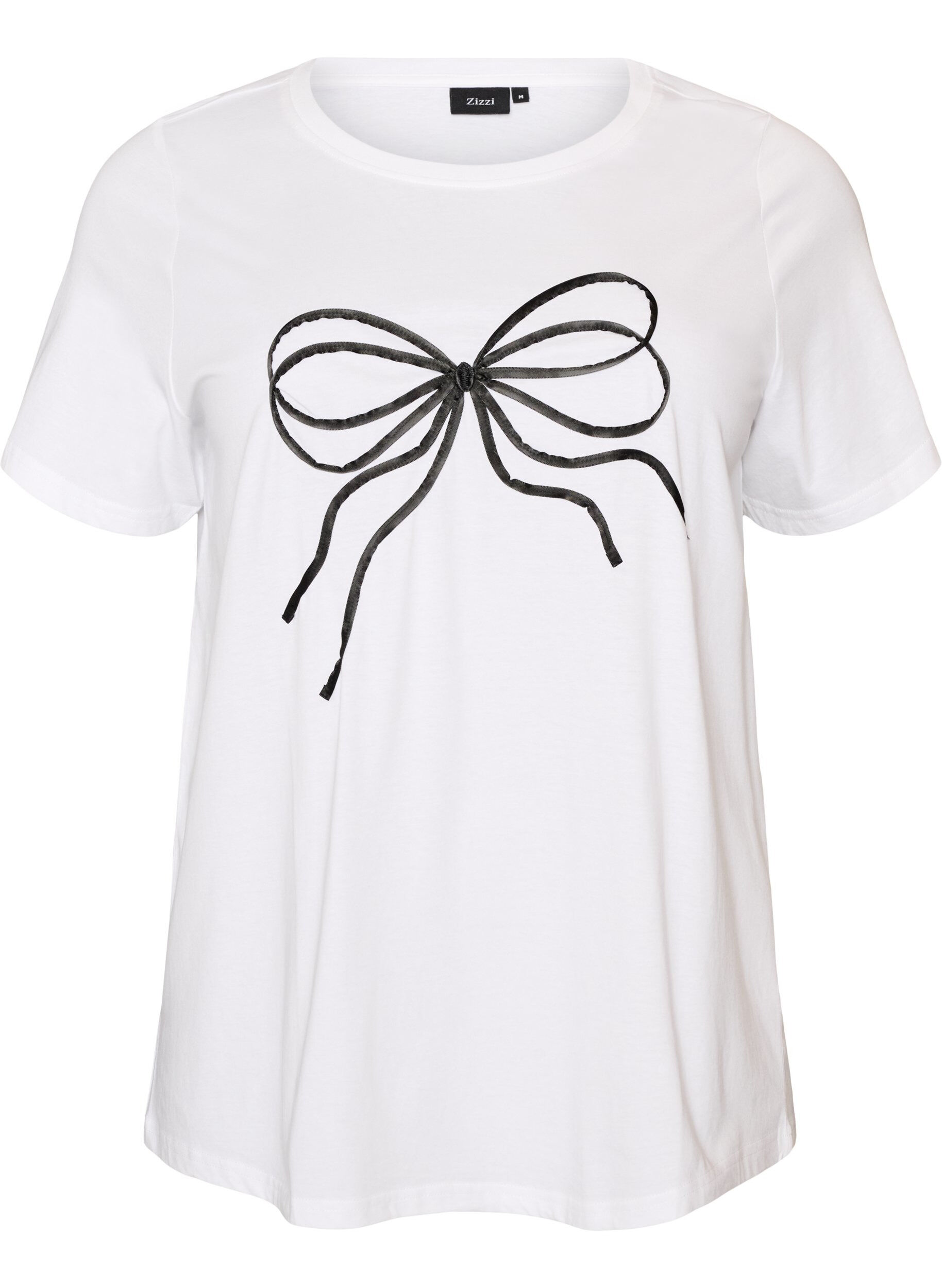 ZizzifashionT-shirt in organic cotton with decorative motif, White, Packshot image number 0