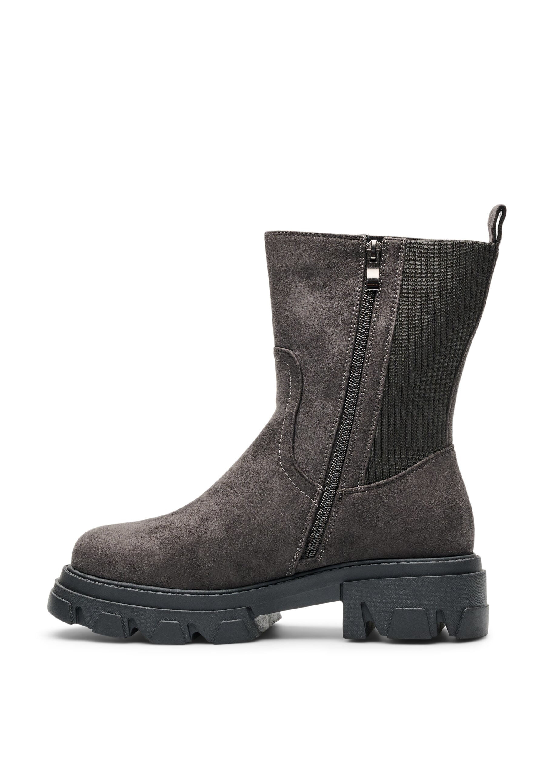 ZizzifashionChunky boot in faux suede, Brown, Packshot image number 3