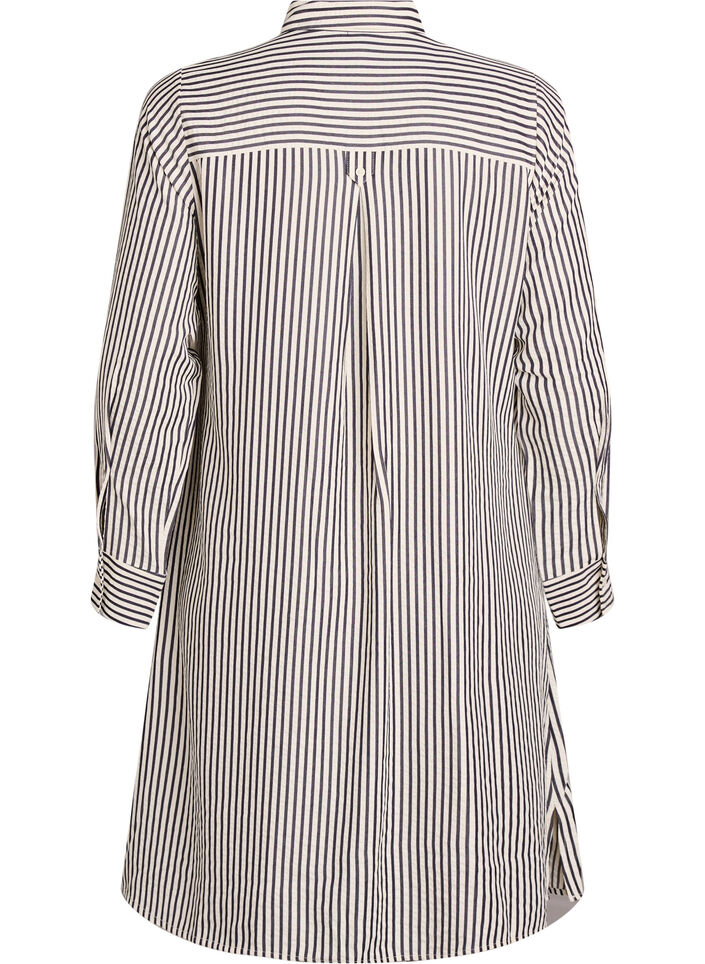 Long striped shirt with button detail on the back, Black, Packshot image number 1