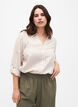 Shirt blouse with button closure in cotton-linen blend, Sandshell White, Model image number 0