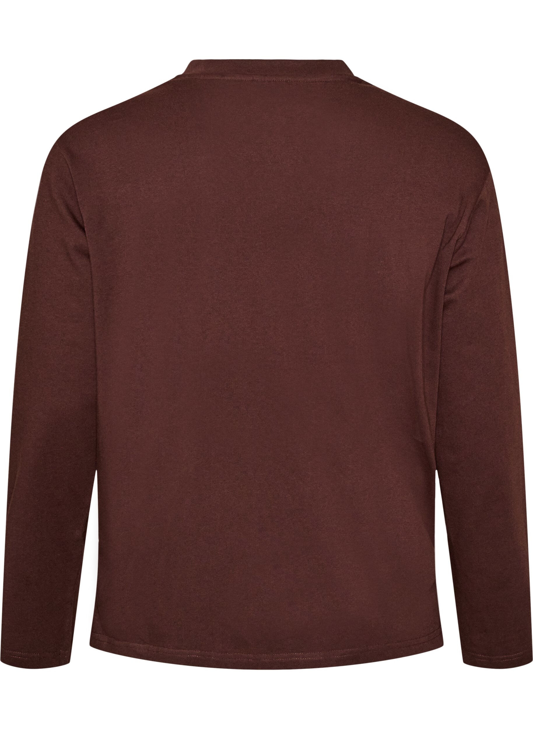 ZizzifashionBasic t-shirt with long sleeves, Brown, Packshot image number 1