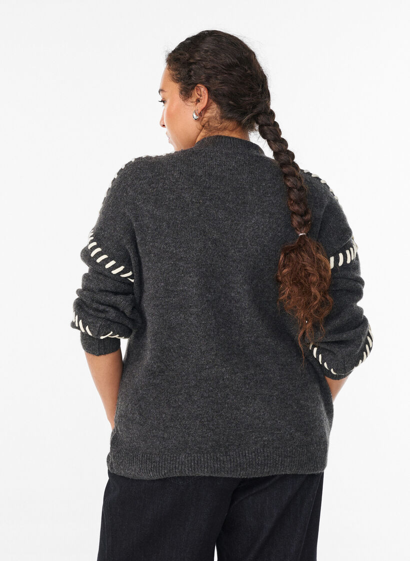 Jumper with decorative stitching, Dark Grey, Model image number 2
