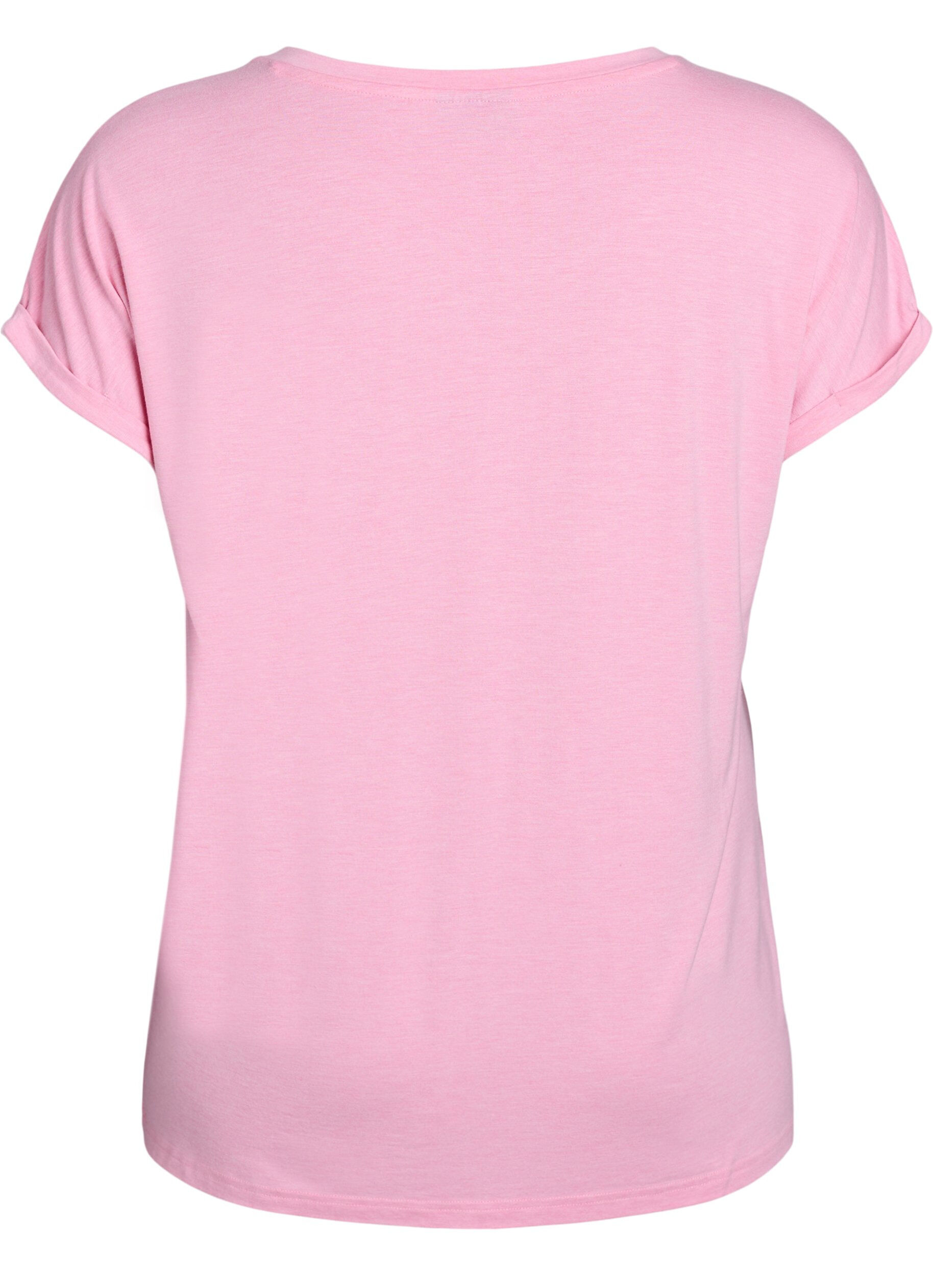 Zizzifashion Loose t-shirt with round neck, Pink, Packshot image number 1