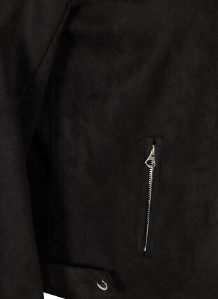 Short jacket in faux suede, Black, Packshot image number 3