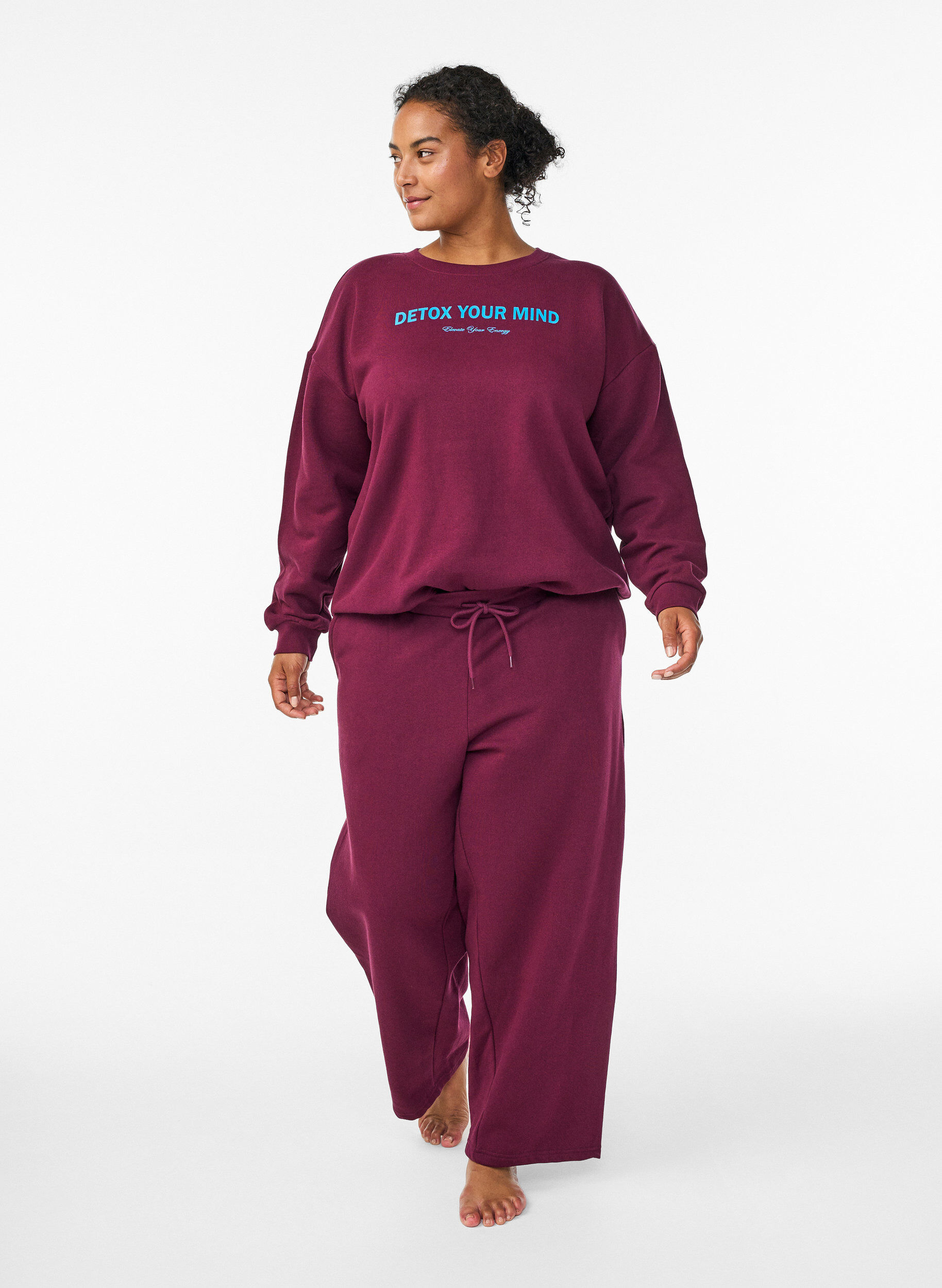 ZizzifashionSweatshirt with text print, Dark Bordeaux, Model image number 1