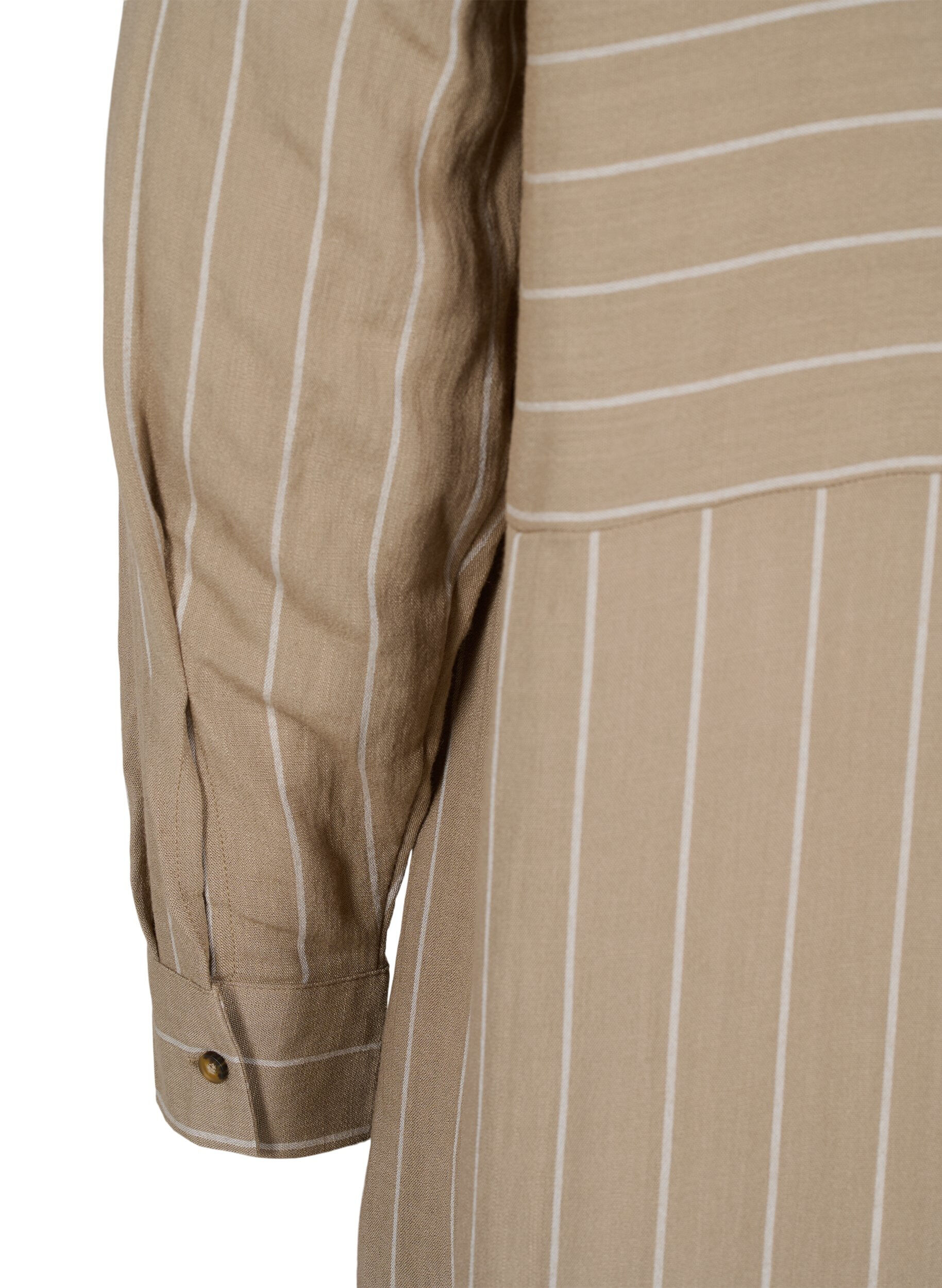Zizzifashion Long striped shirt in a viscose mix, Timber Wolf/White, Packshot image number 3