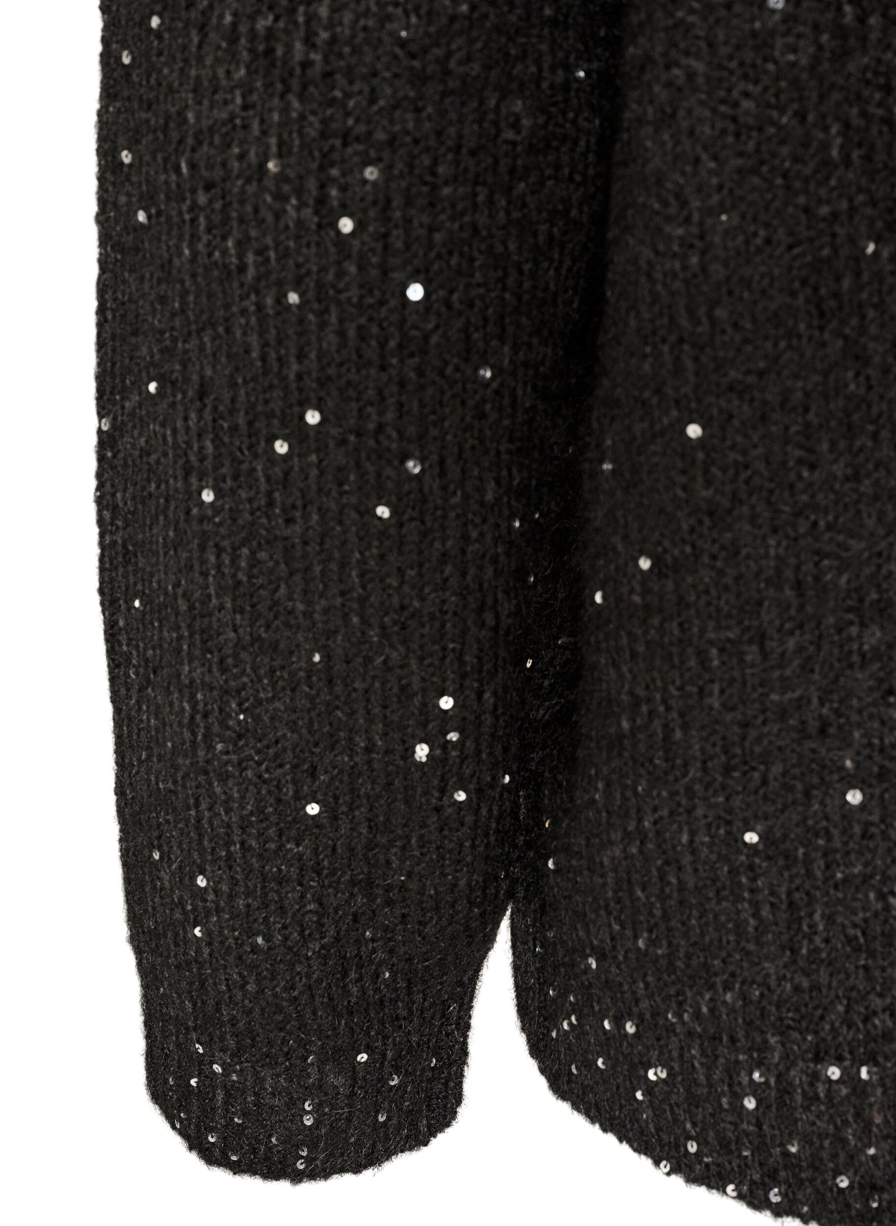ZizzifashionCardigan with sequins and buttons, Black, Packshot image number 3