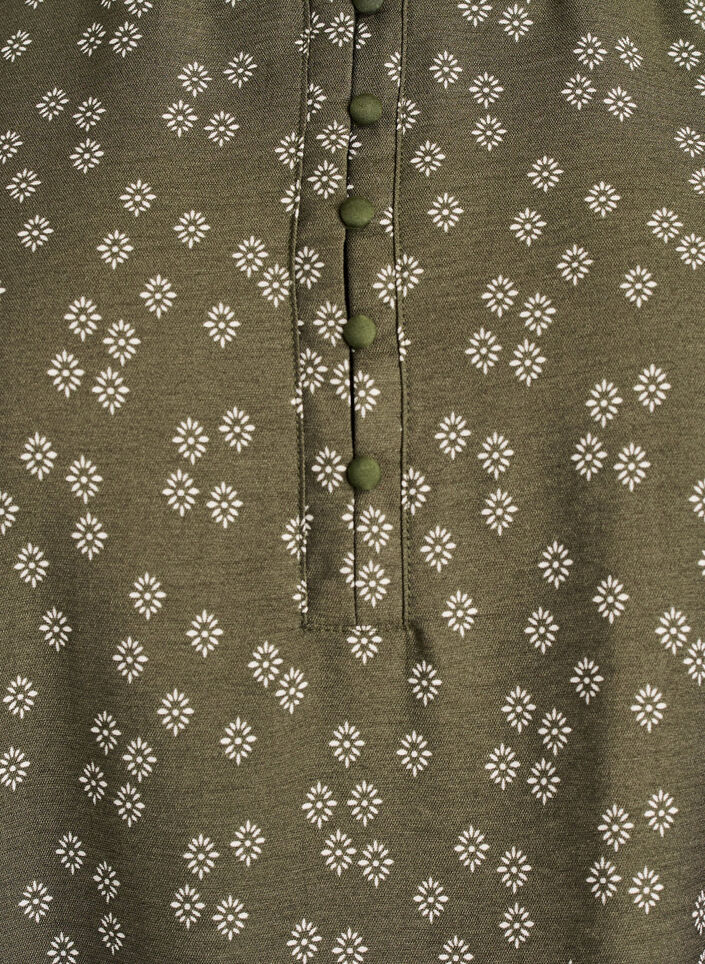 Long-sleeved blouse with pattern and buttons, Green, Packshot image number 2