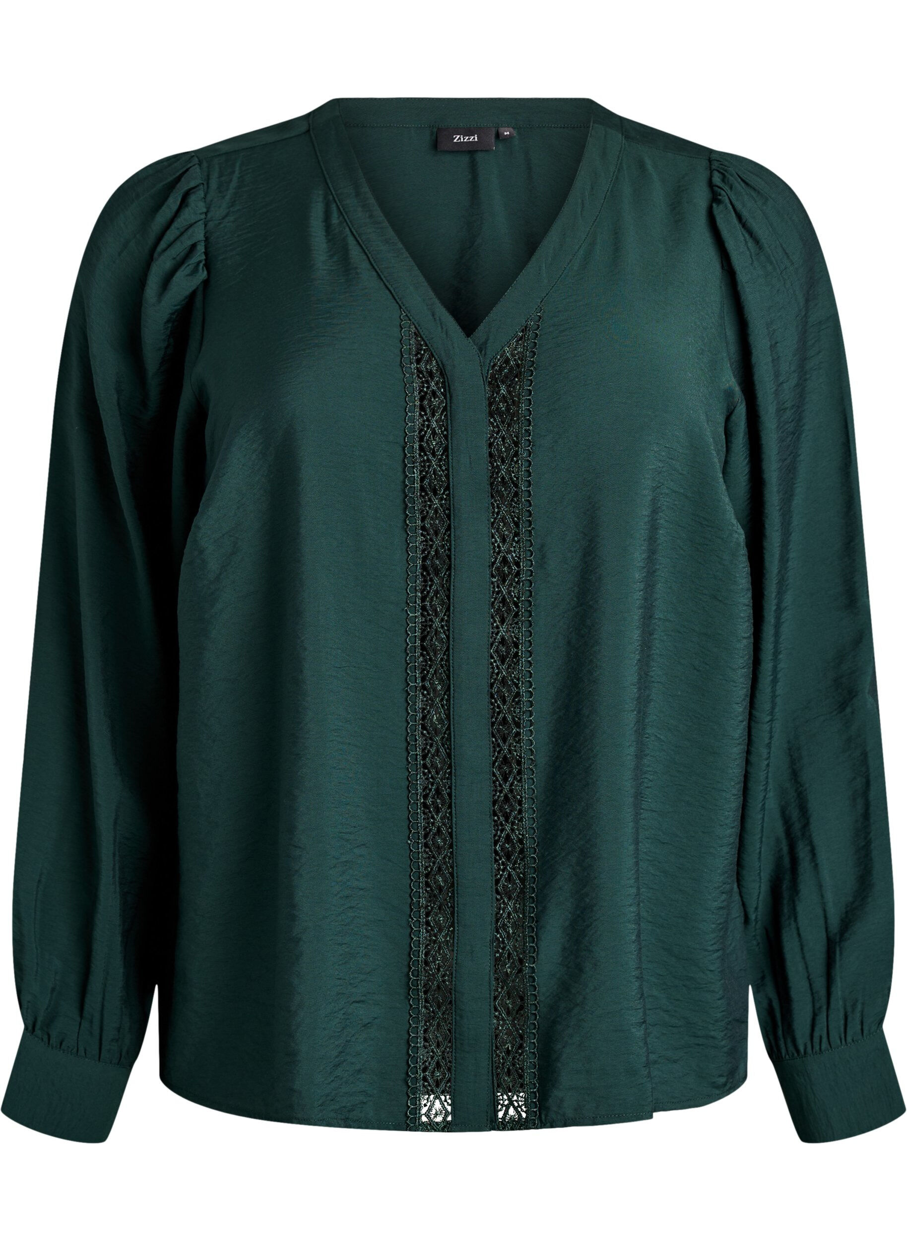Blouse with V-neck and embroidered bands