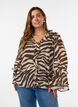 Chiffon blouse with zebra print and ruffles, Brown, Model image number 0