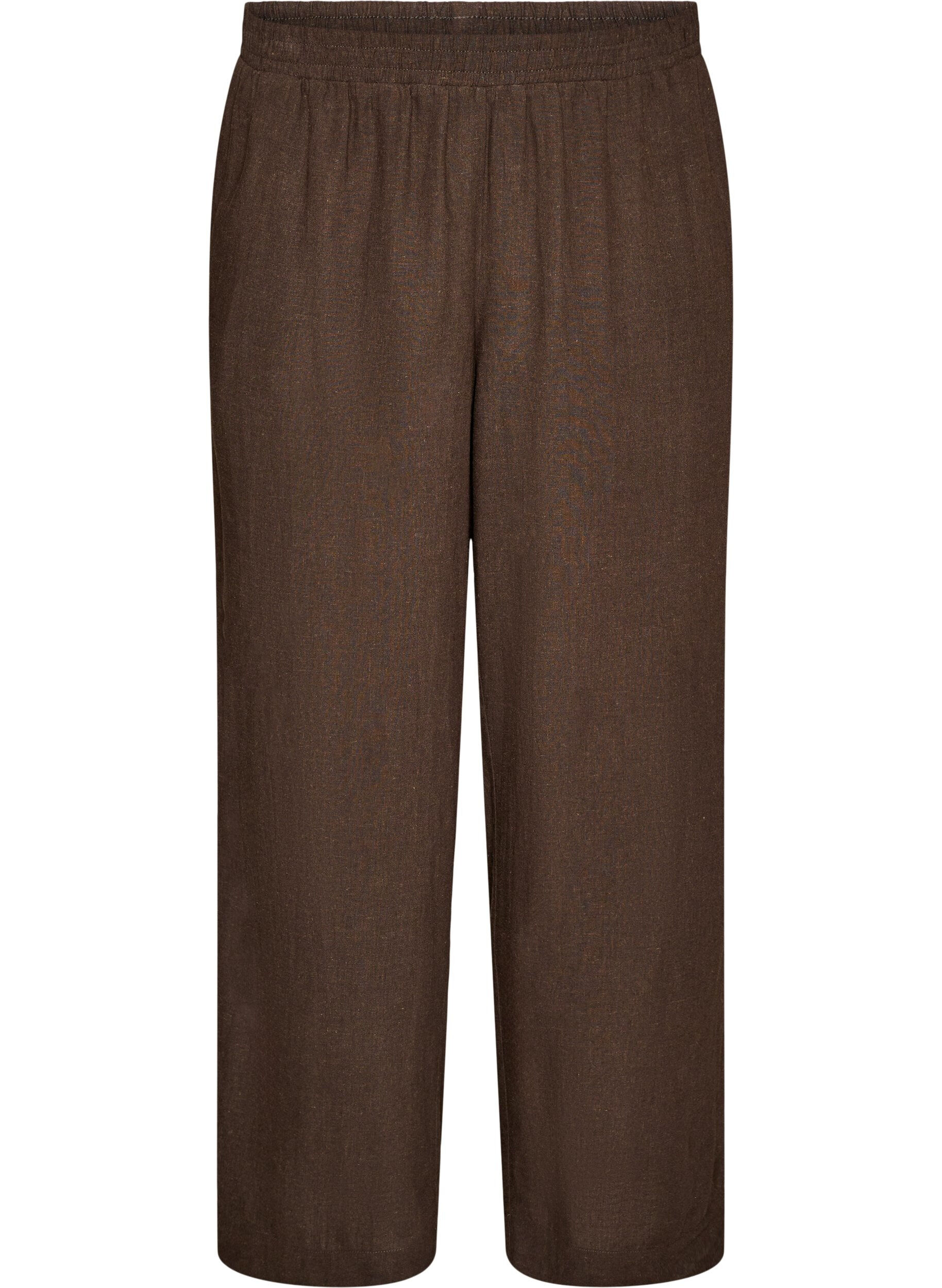 Wide-leg linen and viscose trousers