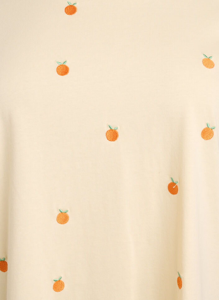 T-shirt in organic cotton with embroidered motifs, Yellow, Packshot image number 2