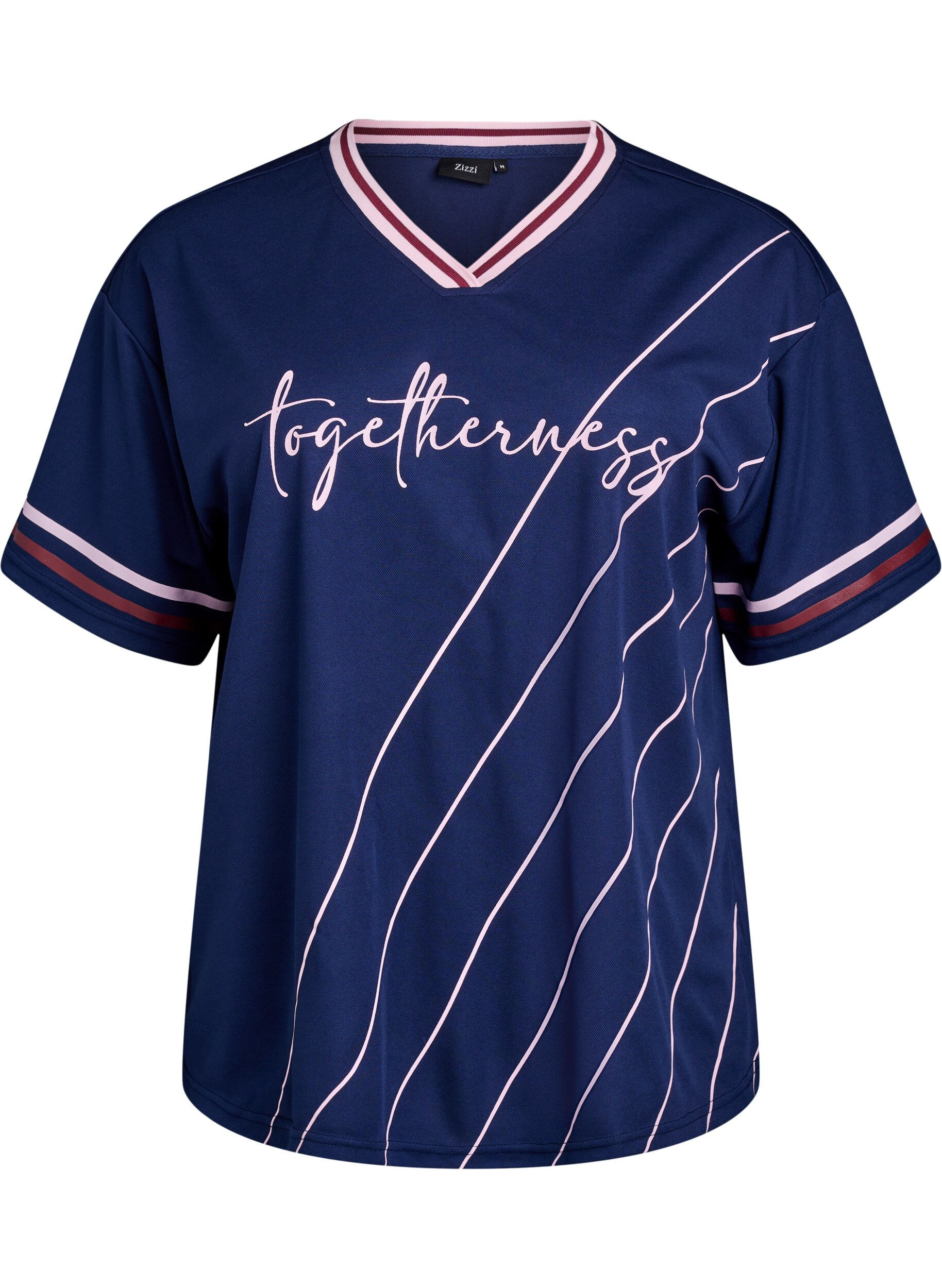 Zizzifashion Sporty T-shirt with checks and text print, Blue, Packshot image number 0