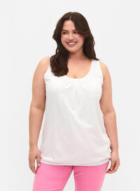 Cotton top with lace trim, Bright White, Model