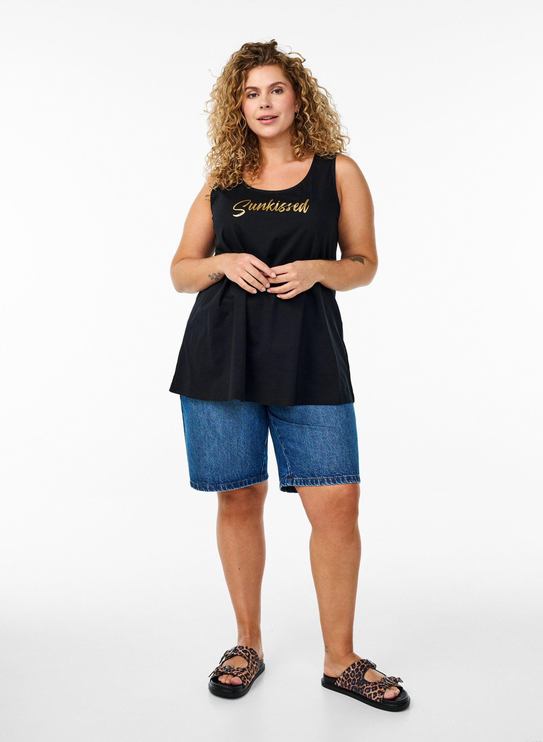 Zizzifashion Cotton top with a-shape, Black, Model image number 1