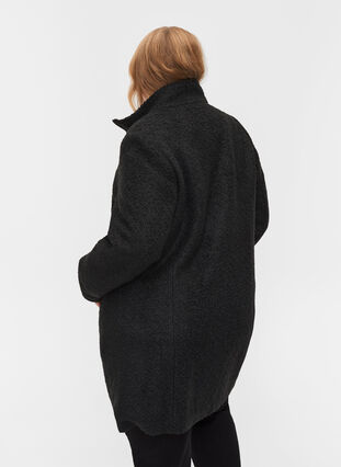 Coat with wool and zipper, Black, Model image number 1