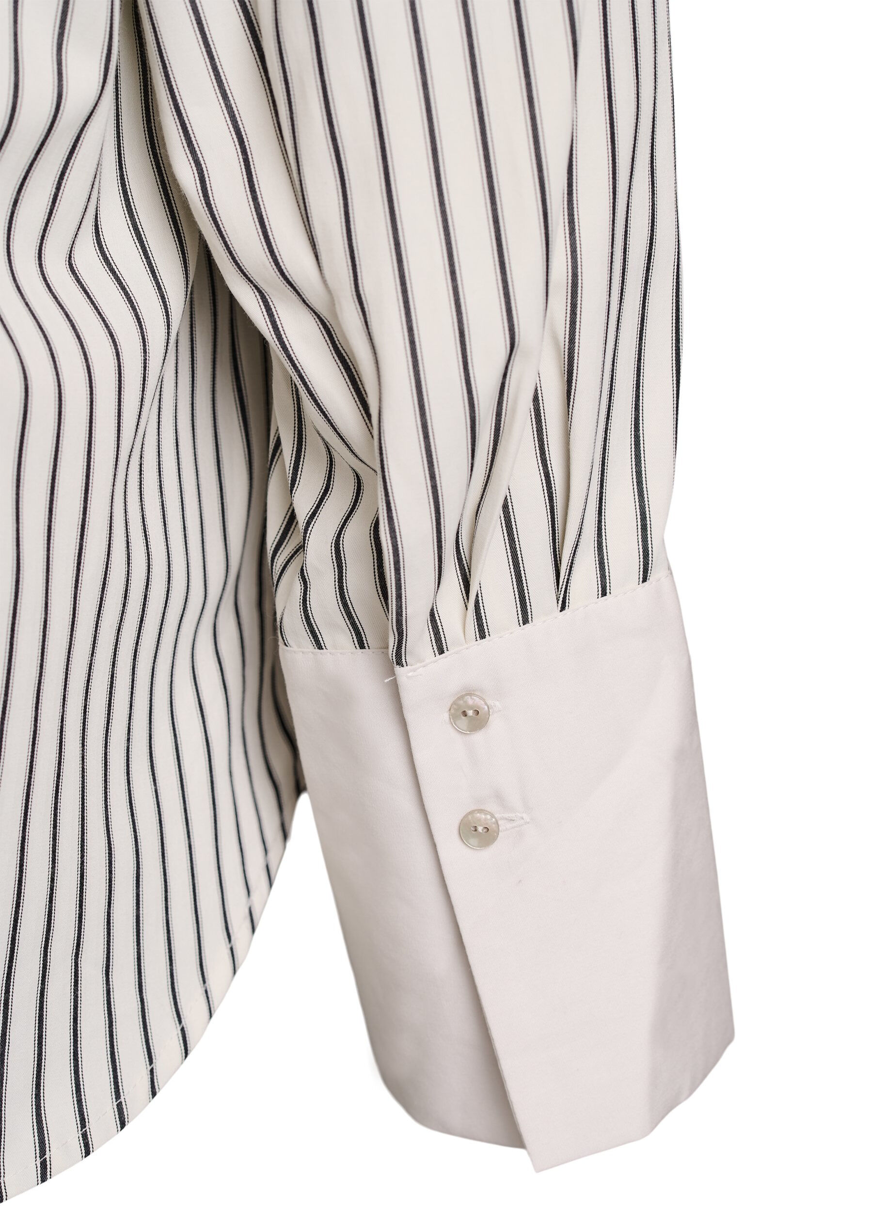 Zizzifashion Loose striped shirt with wide cuffs, White, Packshot image number 3