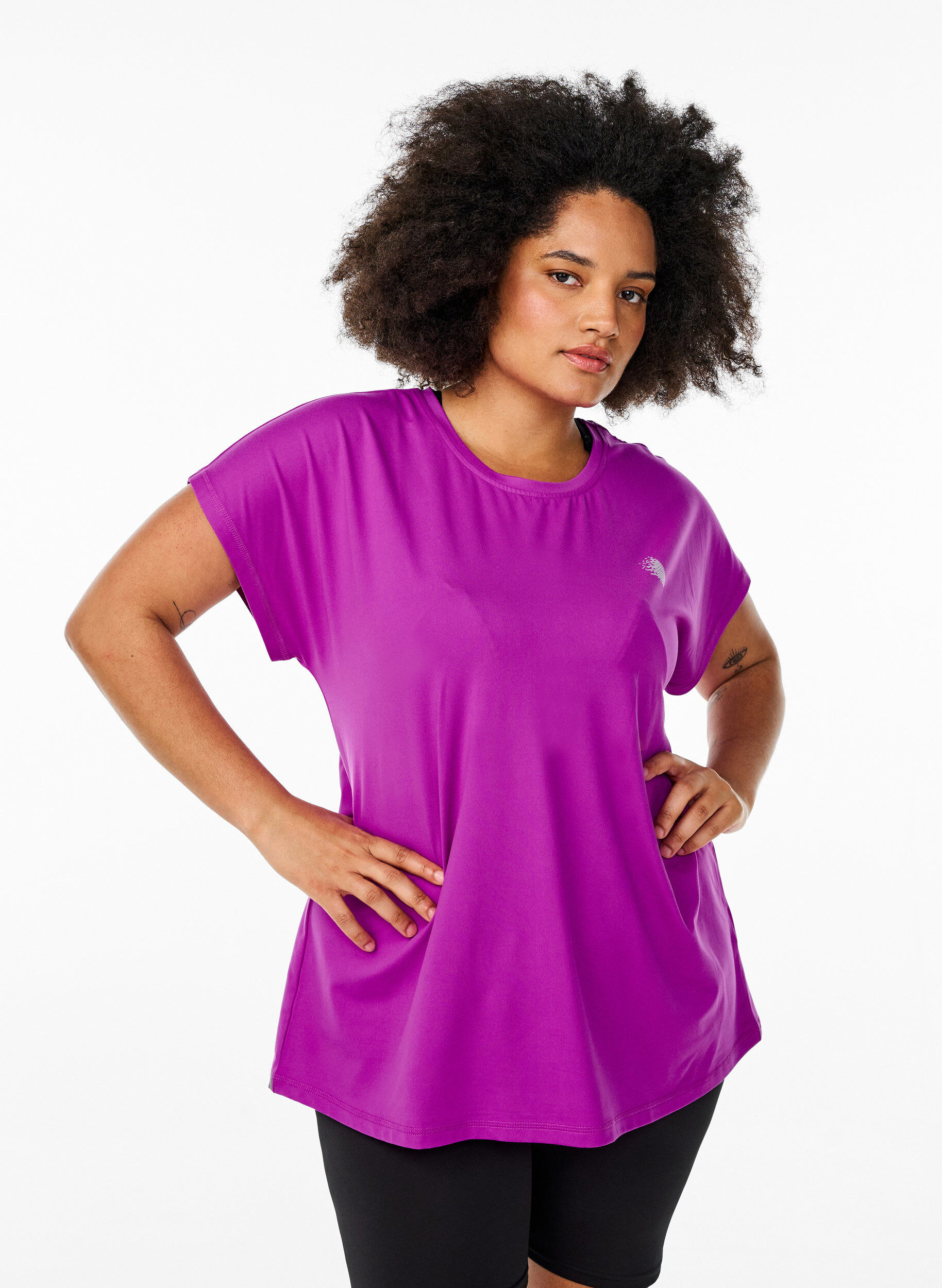 Zizzifashion Solid-coloured training T-shirt, Purple, Model image number 0