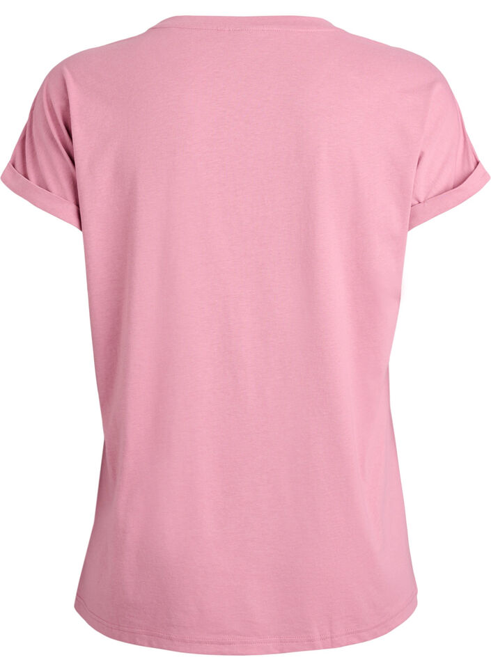 Short sleeved cotton blend t-shirt, Rose, Packshot image number 1