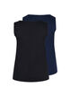 2-pack basic tank top with rib, Black/Navy Blazer, Packshot image number 1