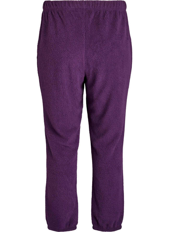 High-waisted teddy fleece trousers, Purple, Packshot image number 1