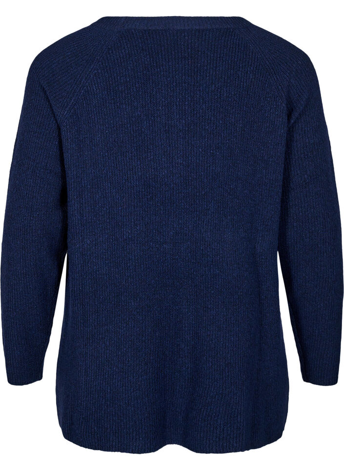 Knitted blouse with round neck, Naval Academy Mel., Packshot image number 1