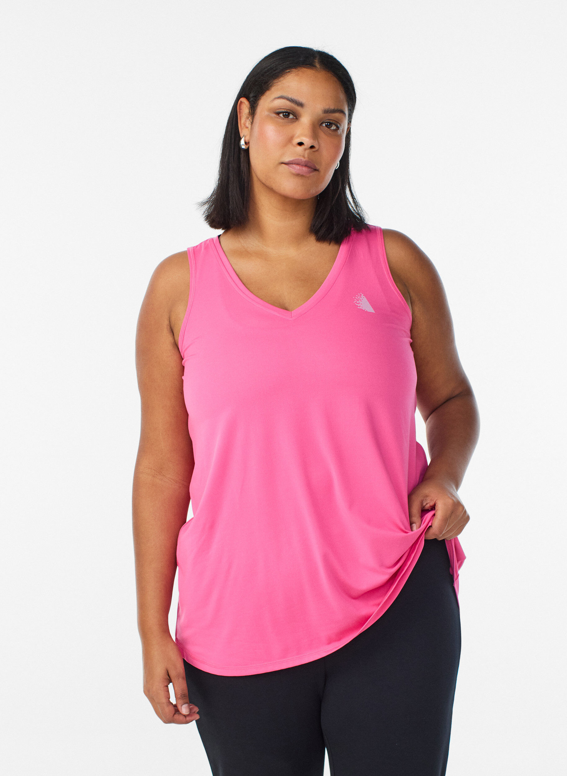 Workout top with v-neck, Pink, Model