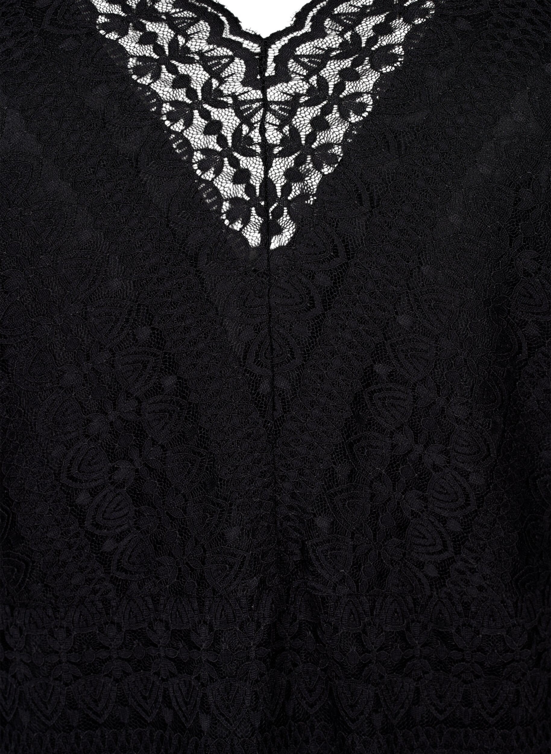 Zizzifashion V-neck lace blouse with lining, Black, Packshot image number 2