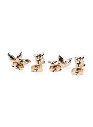 2-pack earrings with coloured rhinestones, Gold, Packshot image number 1